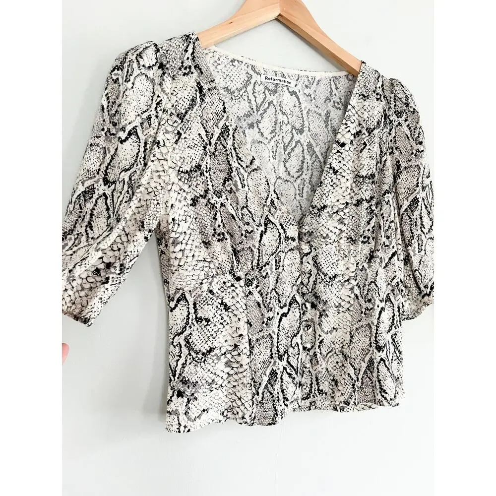 Reformation | Eliana Top in Rattlesnake | Sz XS